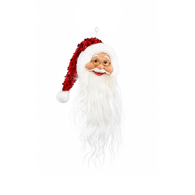 Yılbaşı Mini Payetli Şapkalı Noel Baba Kafası Süs Kırmızı 25 cm
