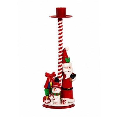 Yılbaşı Noel Baba Figürlü Şeker Şamdan Mumluk Kırmızı 30 cm