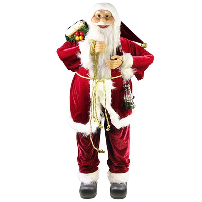 Yılbaşı Noel Baba Kadife Ceketli Bordo 90 cm