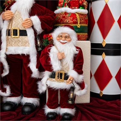 Yılbaşı Noel Baba Kadife Cübbeli ve Altın Tokalı Kırmızı 60 cm