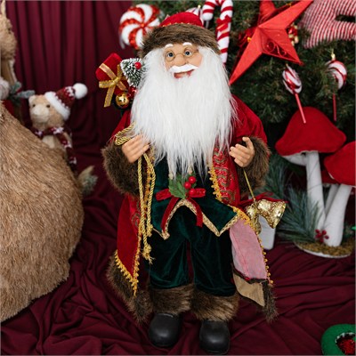 Yılbaşı Noel Baba Kırmızı Yeşil Kürklü 60 cm