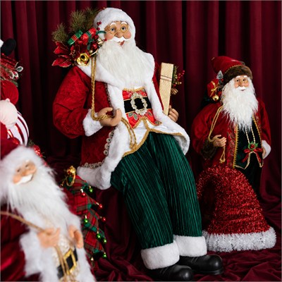 Yılbaşı Noel Baba Payetli Oturan Kırmızı 150 cm