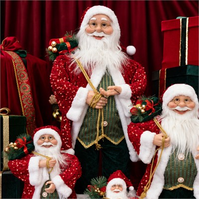 Yılbaşı Noel Baba Payetli Pullu Kırmızı 90 cm