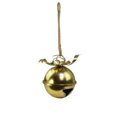 Yılbaşı Parlak Altın Metal Çıngırak Top Ağaç ve Kapı Süsü 25 cm