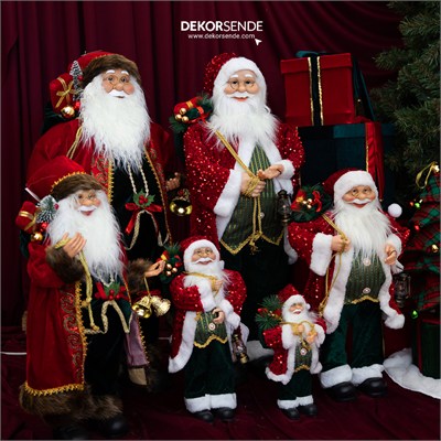 Yılbaşı Payetli Noel Baba Kırmızı 60 cm