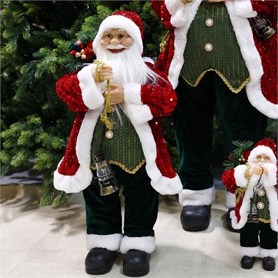 Yılbaşı Payetli Noel Baba Kırmızı 60 cm