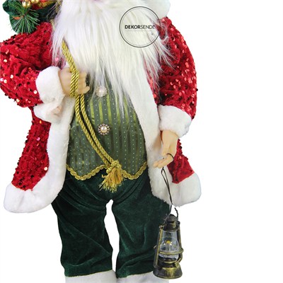 Yılbaşı Payetli Noel Baba Kırmızı 60 cm
