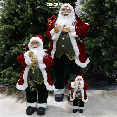 Yılbaşı Payetli Noel Baba Kırmızı 60 cm
