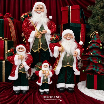 Yılbaşı Payetli Noel Baba Kırmızı 60 cm