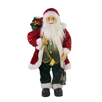 Yılbaşı Payetli Noel Baba Kırmızı 60 cm