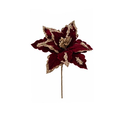Yılbaşı Ponsetya Pike Şampanya İşlemeli Bordo 30 cm