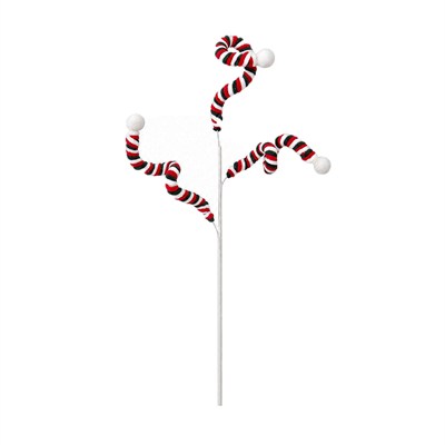 Yılbaşı Süs Floklu Spiral Dal Kırmızı Yeşil Beyaz 90 cm