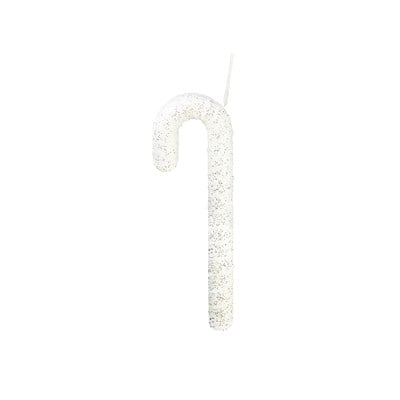 Yılbaşı Süs Gri Pullu Baston Beyaz 33 cm