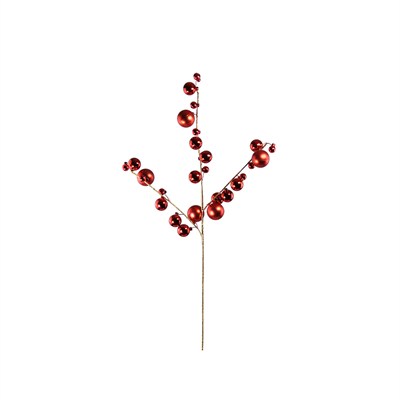 Yılbaşı Süs Parlak Top Dal Kırmızı 70 cm