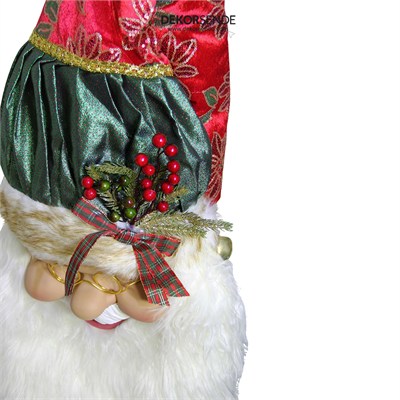 Yılbaşı Süs Şapka Noel Baba Kafa Kapı Süs Yeşil Kırmızı 90 cm