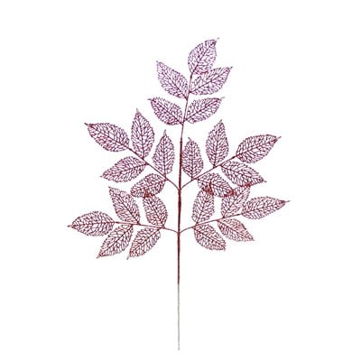 Yılbaşı Süsü Dal Dantel Yaprak Simli Kırmızı 86 cm