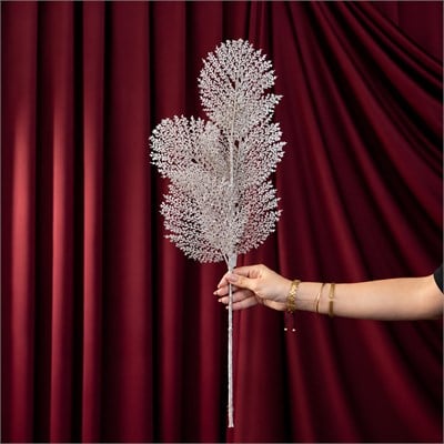 Yılbaşı Süsü İğne Dal Simli Gümüş 67 cm