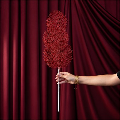 Yılbaşı Süsü İğne Dal Simli Kırmızı 67 cm