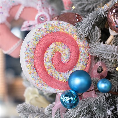 Yılbaşı Süs Simli Lolipop Süs Pembe 40 cm