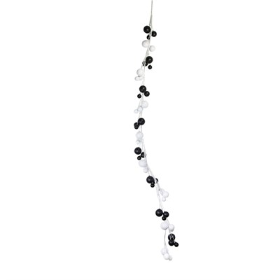 Yılbaşı Süs Top Sarkıt Garland Siyah Beyaz 180 cm