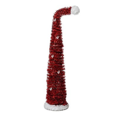 Yılbaşı Süsü Ağaç Noel Şapkası Uzayan Sim Şerit Kırmızı 150 cm