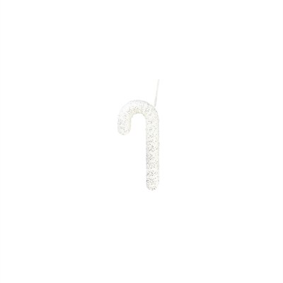 Yılbaşı Süsü Baston Şeker Gri Pullu Beyaz 17 cm