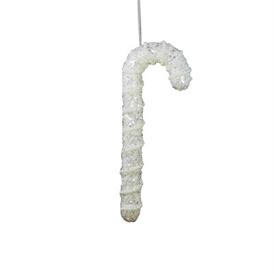 Yılbaşı Süsü Baston Şeker İncili Simli Beyaz 25 cm