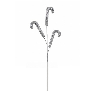 Yılbaşı Süsü Baston Şeker Pike Gümüş 64 cm