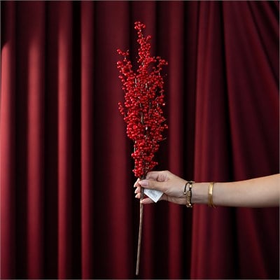 Yılbaşı Süsü Pike Dal Boncuk Berry Kırmızı 72 cm