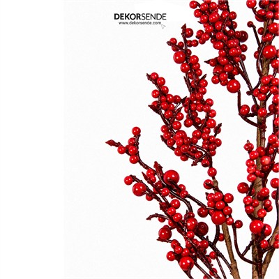 Yılbaşı Süsü Pike Dal Boncuk Berry Kırmızı 72 cm