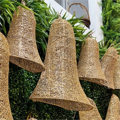Yılbaşı Süsü Çan Simli Kapı ve Duvar Süsü Tel Altın 50 cm