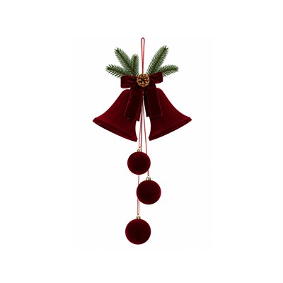 Yılbaşı Süsü Çan ve Top Sarkıt Kadife Bordo 65 cm