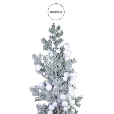 Yılbaşı Süsü Dal Berry Karlı Yeşil Beyaz 75 cm