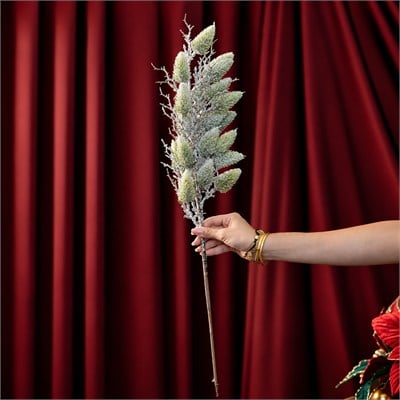 Yılbaşı Süsü Dal Çam Selvi Garnitür Buzlu 80 cm