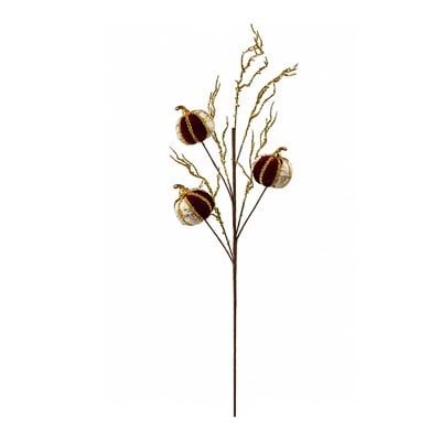 Yılbaşı Süsü Dal Kabak 3lü Top Altın Süslü Bordo 75 cm