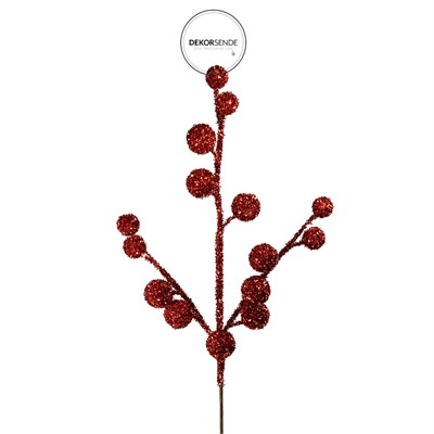 Yılbaşı Süsü Dal Topçuk Parlak Kırmızı 55 cm