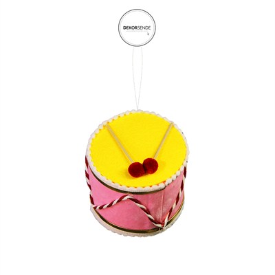 Yılbaşı Süsü Davul Pembe Sarı 10 cm