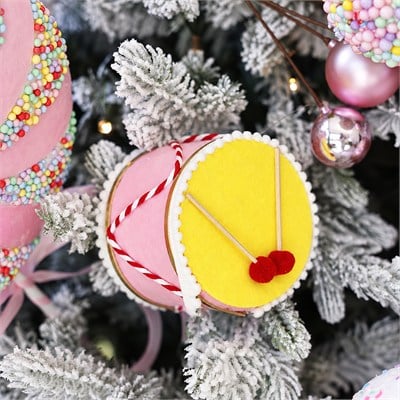 Yılbaşı Süsü Davul Pembe Sarı 10 cm