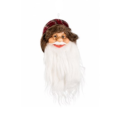 Yılbaşı Süsü Ekoseli Kürk Detaylı Noel Baba Kafası Kırmızı 35 cm