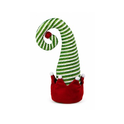 Yılbaşı Süsü Elf Şapkası Simli Kırmızı Yeşil 36 cm