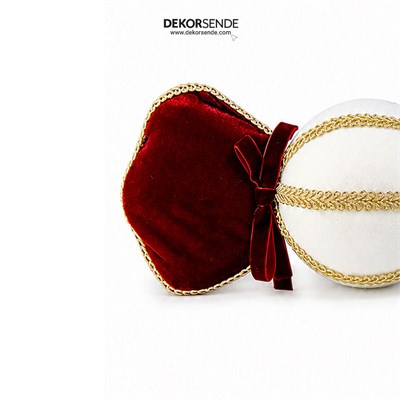 Yılbaşı Süsü Kadife Bonbon Şeker Kırmızı Beyaz 25 cm