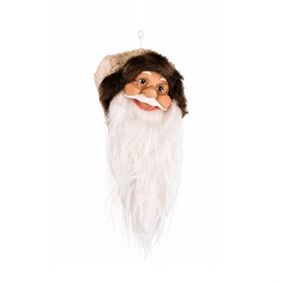 Yılbaşı Süsü Kahverengi Kürk Şapkalı Noel Baba Kafası - 35 cm