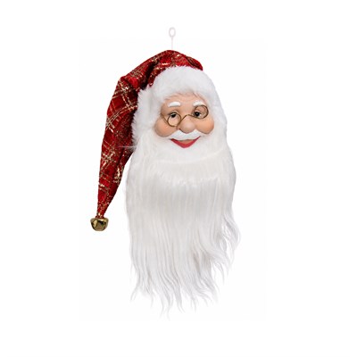Yılbaşı Süsü Külah Şapkalı Noel Baba Kafası Kırmızı-Altın 35 cm