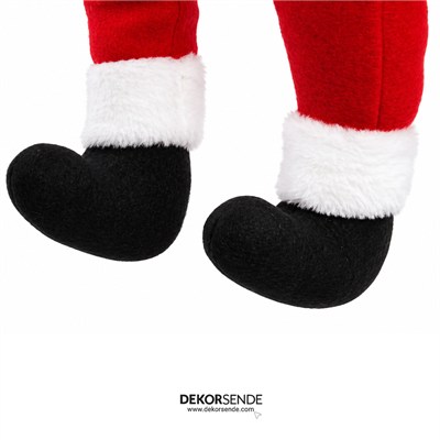 Yılbaşı Süsü Noel Baba Ayakları Kadife Asılabilir Kırmızı 50 cm