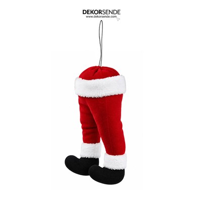 Yılbaşı Süsü Noel Baba Ayakları Kadife Asılabilir Kırmızı 50 cm