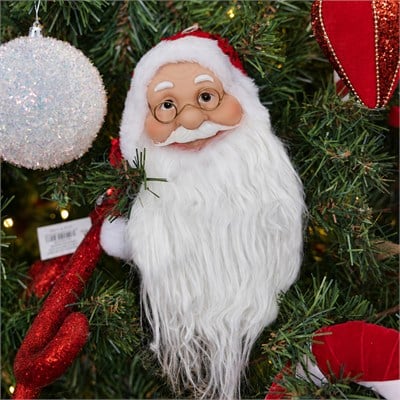 Yılbaşı Süsü Noel Baba Kafası Kırmızı Payetli Şapkalı 32 cm