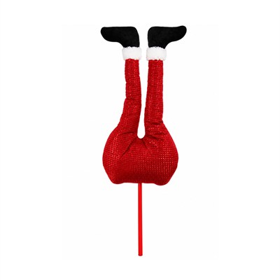 Yılbaşı Süsü Noel Baba Ayakları Parıltılı Çubuklu Kırmızı 70 cm