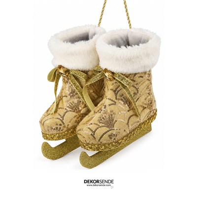 Yılbaşı Süsü Paten Altın Pullu Şampanya 30 cm