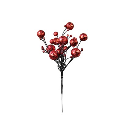 Yılbaşı Süsü Pike Berry Simli Pullu Mini Kırmızı 20 cm