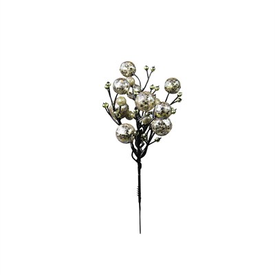 Yılbaşı Süsü Pike Berry Simli Pullu Mini Şampanya 20 cm